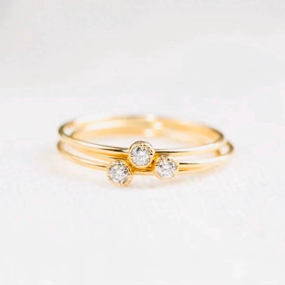 Jewelry - 🍋2/$30 New Gold Plated Solitaire Stacking Rings
